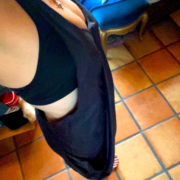 Helmut Lang Shiny Black Drape Dress with Zippers - Picture 8 of 11